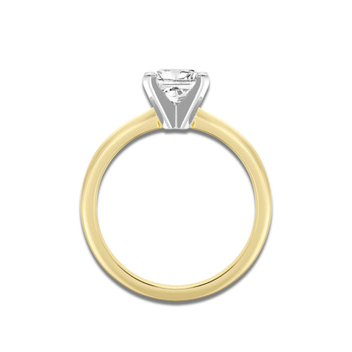 1.00 ctw Princess Lab-Grown Diamond Minimalist Engagement Ring in 14K White Gold And Yellow Gold for Women | D Color, VVS1 Clarity, IGI Certified