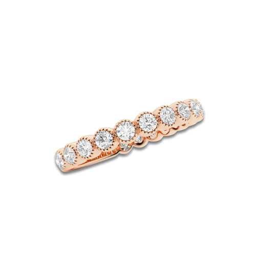 Denise 1/3 ctw Round Lab Grown Diamond Milgrain Wedding Band 14K Rose Gold, DE, VS1