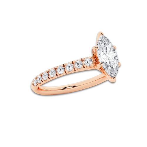 1.39 ctw Marquise Lab-Grown Diamond Pave Engagement Ring in 14K Rose Gold for Women | D Color, VVS1 Clarity, IGI Certified 1.00 ct Center Diamond