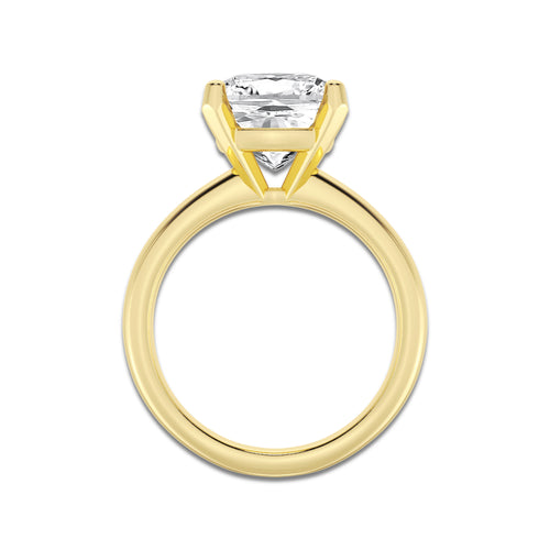5.00 ctw Cushion Lab-Grown Diamond Minimalist Engagement Ring in 14K Yellow Gold for Women | E Color, VS1 Clarity, IGI Certified