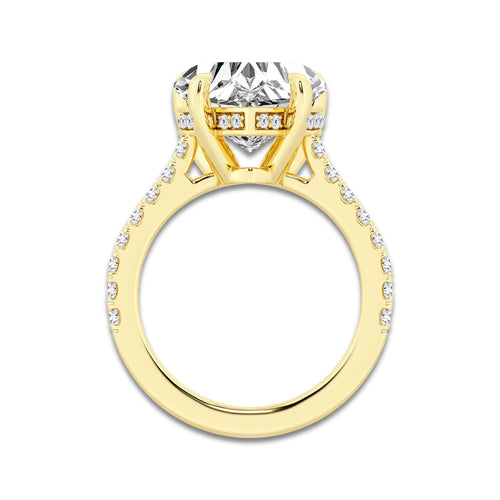4.34 ctw Heart Lab-Grown Diamond Hidden Halo Side Stone Engagement Ring in 18K Yellow Gold for Women | Colorless D, VVS1 Clarity, IGI Certified 4.00 ct Center Diamond