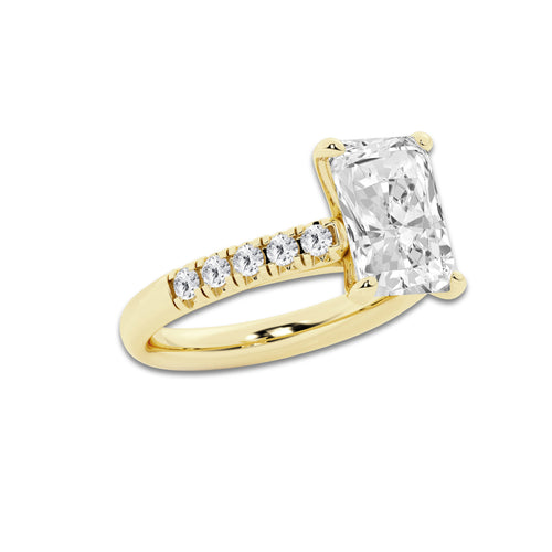 4.43 ctw Radiant Lab-Grown Diamond Pave Engagement Ring in 14K Yellow Gold for Women | D Color, VVS1 Clarity, IGI Certified 4.00 ct Center Diamond