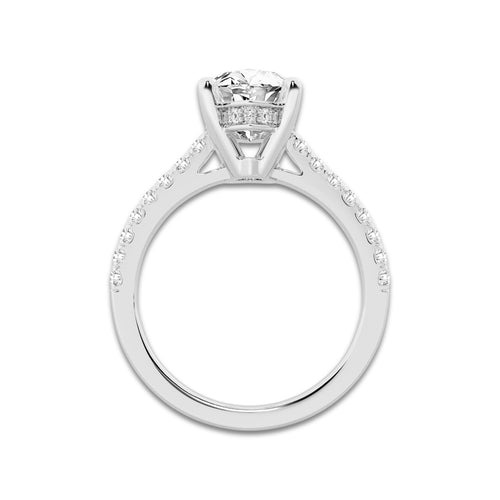 3.28 ctw Marquise Lab-Grown Diamond Hidden Halo Side Stone Engagement Ring in 18K White Gold for Women | Colorless D, VVS1 Clarity, IGI Certified 3.00 ct Center Diamond