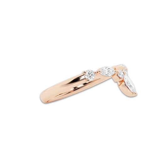 Jazzette 2/5 ctw Round and Marquise Lab Grown Diamond Chevron Stackable Ring 14K Rose Gold, DE, VS1