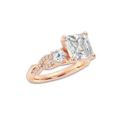 8.61 ctw Cushion Lab-Grown Diamond Side Stone Engagement Ring in 14K Rose Gold for Women | Colorless D, VVS1 Clarity, IGI Certified 8.00 ct Center Diamond