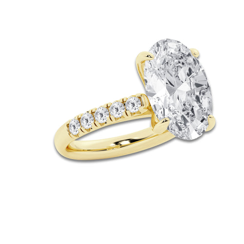 8.55 ctw Oval Lab-Grown Diamond Pave Engagement Ring in 14K Yellow Gold for Women | D Color, VVS1 Clarity, IGI Certified 8.00 ct Center Diamond