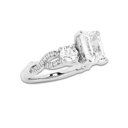 2.62 ctw Emerald Lab-Grown Diamond Side Stone Engagement Ring in Platinum for Women | Colorless D, VVS1 Clarity, IGI Certified 2.00 ct Center Diamond