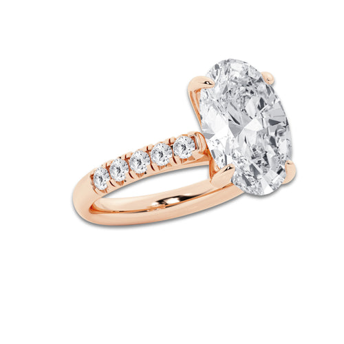 7.55 ctw Oval Lab-Grown Diamond Pave Engagement Ring in 14K Rose Gold for Women | D Color, VVS1 Clarity, IGI Certified 7.00 ct Center Diamond