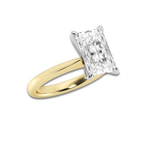 3.00 ctw Radiant Lab-Grown Diamond Solitaire Engagement Ring in 14K White Gold And Yellow Gold for Women | Colorless D, VVS1 Clarity, IGI Certified