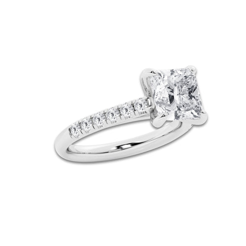 3.40 ctw Princess Lab-Grown Diamond Pave Engagement Ring in Platinum for Women | E Color, VS1 Clarity, IGI Certified 3.00 ct Center Diamond