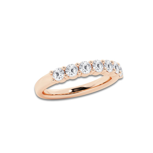 Genesis 1 ctw Round Lab Grown Diamond Seven Stone Shared Prong Anniversary Band 14K Rose Gold, DE, VS1