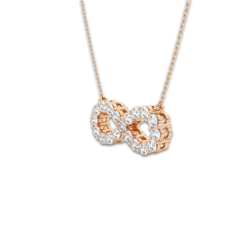 1 ctw Round Lab Grown Diamond Infinity Pendant with Adjustable Chain 14K Rose Gold, DE, VS1
