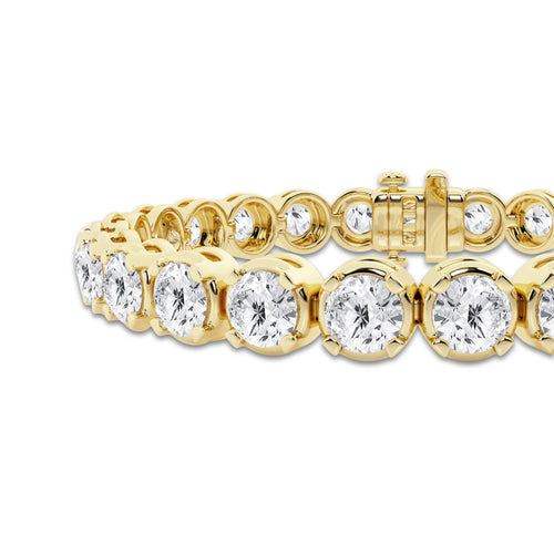 20 ctw Round Lab Grown Diamond Four Prong Tennis Bracelet -6 Inches 14K Yellow Gold, DE, VS1