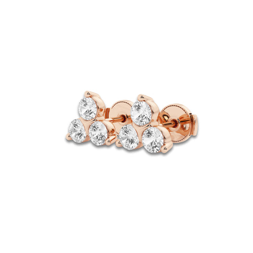 1 1/2 ctw Round Lab Grown Diamond Three-Stone Earrings 14K Rose Gold, DE, VS1