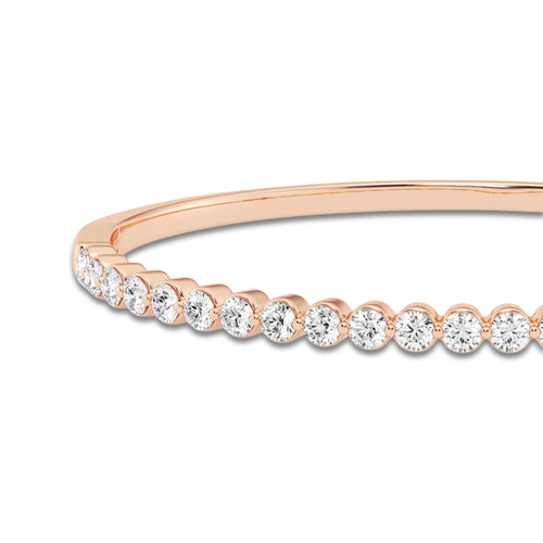 3 1/6 ctw Round Lab Grown Diamond Floating Bangle Bracelet - 7 Inches 14K Rose Gold, DE, VS1