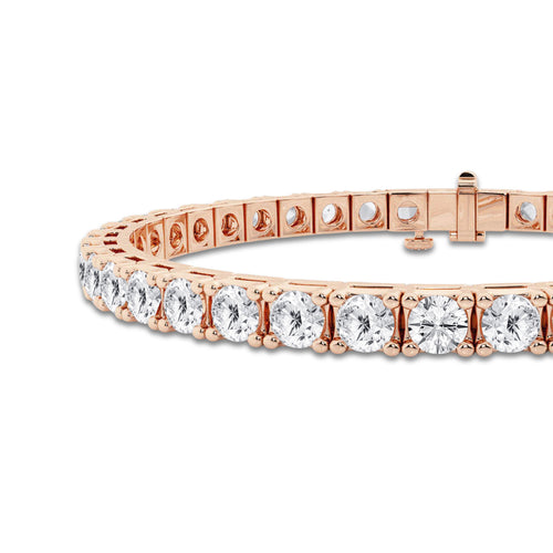 10 ctw Round Lab Grown Diamond Four Prong Box Tennis Bracelet - 6 Inches 14K Rose Gold, DE, VS1