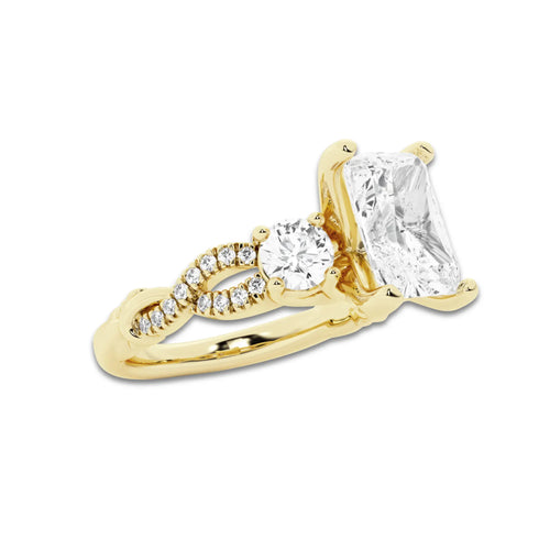 1.48 ctw Radiant Lab-Grown Diamond Side Stone Engagement Ring in 14K Yellow Gold for Women | Colorless D, VVS1 Clarity, IGI Certified 1.00 ct Center Diamond
