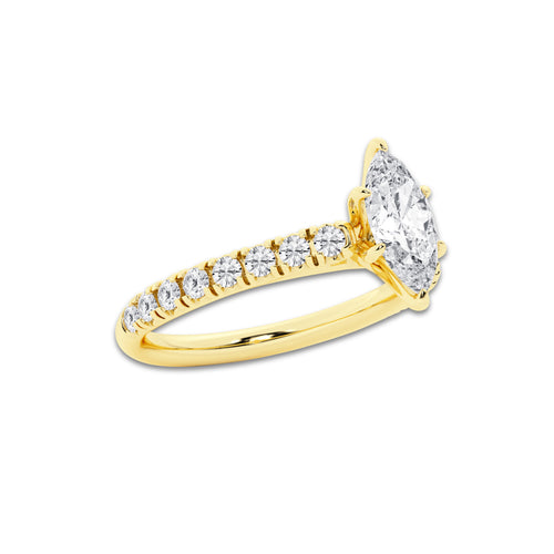 1.14 ctw Marquise Lab-Grown Diamond Pave Engagement Ring in 14K Yellow Gold for Women | E Color, VS1 Clarity, IGI Certified 0.75 ct Center Diamond