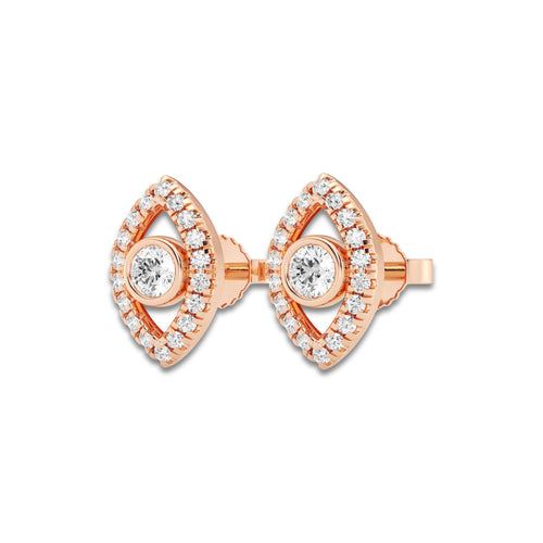 1/2 ctw Round Lab Grown Diamond Evil Eye Earrings 14K Rose Gold, DE, VS1