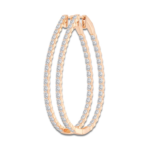 5 ctw Oval Lab Grown Diamond Inside Out Hoop Earrings 14K Rose Gold, DE, VS1