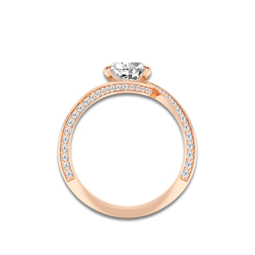 Rebecca 2 1/2 ctw Pear Lab Grown Diamond Twisted Bypass Side Stone Engagement Ring 14K Rose Gold, D, VVS | IGI Certified, 2 ct Center