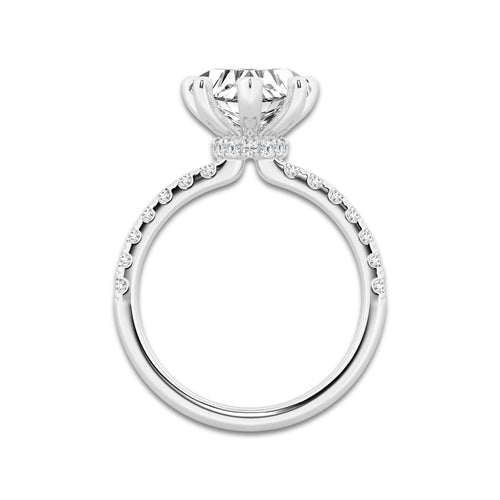 3 1/2 ctw Heart Lab Grown Diamond Hidden Halo Engagement Ring Platinum, E, VS1 | 3 ct Center