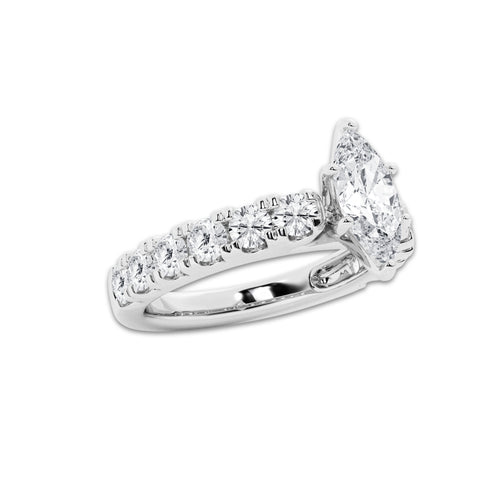 2.00 ctw Marquise Lab-Grown Diamond Split-Prong Set Side Stone Engagement Ring in Platinum for Women | Colorless E, VS1 Clarity, IGI Certified 1.00 ct Center Diamond