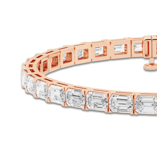 10 ctw Emerald Lab Grown Diamond East-West Tennis Bracelet - 6 Inches 14K Rose Gold, DE, VS1