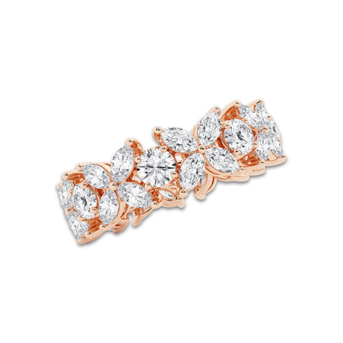 Gwyneth 3 ctw Marquise and Round Lab Grown Diamond Flower Eternity Band - 7.2mm Width 14K Rose Gold, DE, VS1