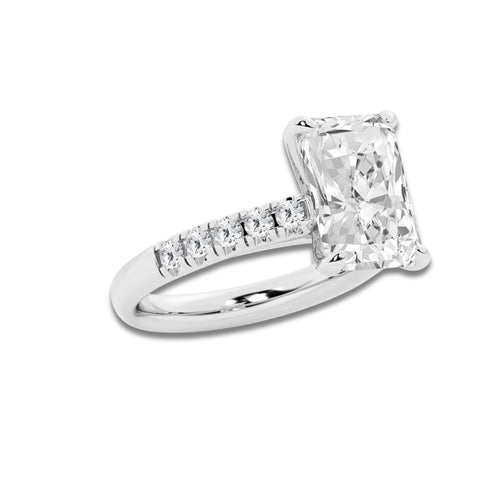 5.43 ctw Radiant Lab-Grown Diamond Pave Engagement Ring in 14K White Gold for Women | D Color, VVS1 Clarity, IGI Certified 5.00 ct Center Diamond