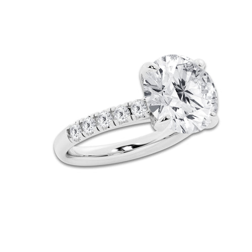6.55 ctw Round Lab-Grown Diamond Pave Engagement Ring in Platinum for Women | D Color, VVS1 Clarity, IGI Certified 6.00 ct Center Diamond
