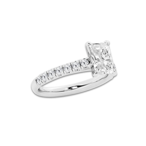 1.91 ctw Radiant Lab-Grown Diamond Pave Engagement Ring in 14K White Gold for Women | E Color, VS1 Clarity, IGI Certified 1.50 ct Center Diamond