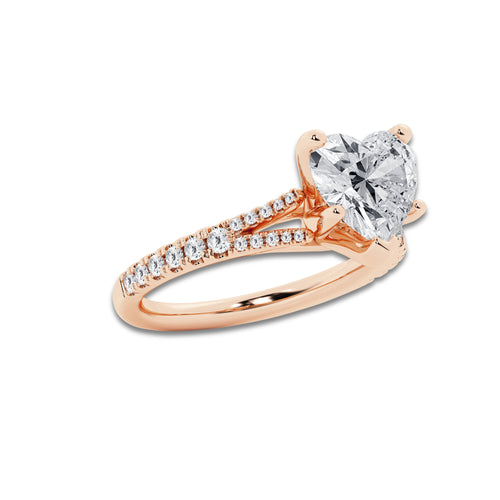 7.66 ctw Heart Lab-Grown Diamond Split Shank Side Stone Engagement Ring in 14K Rose Gold for Women | Colorless D, VVS1 Clarity, IGI Certified 7.00 ct Center Diamond