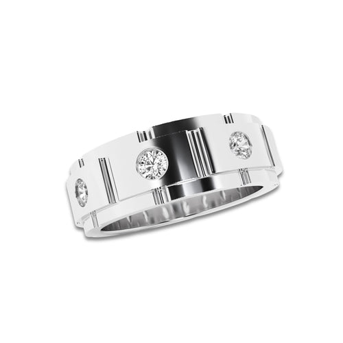 1 ctw Round Lab Grown Diamond Men's Eternity Band - 7.8mm Width 14K White Gold, DE, VS1
