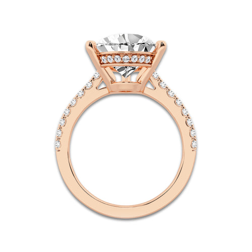 5.35 ctw Pear Lab-Grown Diamond Hidden Halo Side Stone Engagement Ring in 18K Rose Gold for Women | Colorless D, VVS1 Clarity, IGI Certified 5.00 ct Center Diamond
