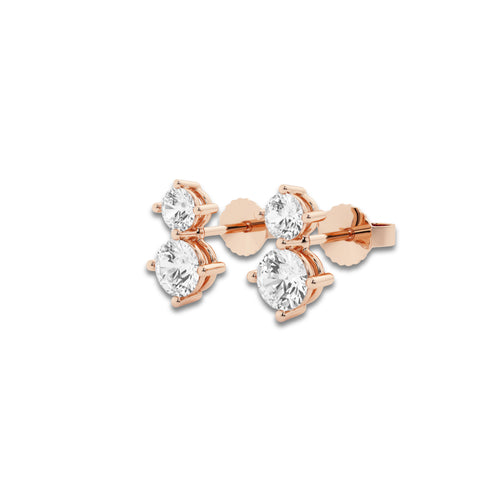 1 ctw Round Lab Grown Diamond Two Stone Earrings 14K Rose Gold, DE, VS1