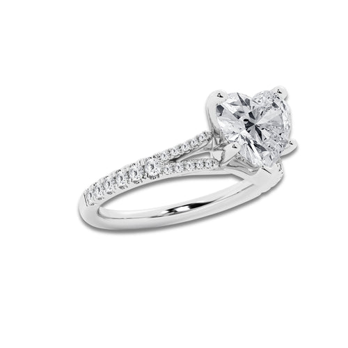 7.66 ctw Heart Lab-Grown Diamond Split Shank Side Stone Engagement Ring in Platinum for Women | Colorless D, VVS1 Clarity, IGI Certified 7.00 ct Center Diamond