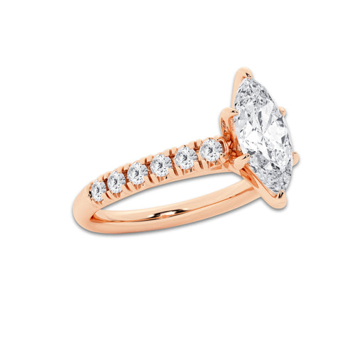 1.91 ctw Marquise Lab-Grown Diamond Pave Engagement Ring in 14K Rose Gold for Women | E Color, VS1 Clarity, IGI Certified 1.50 ct Center Diamond