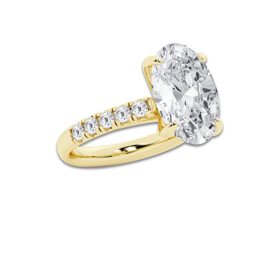 7.55 ctw Oval Lab-Grown Diamond Pave Engagement Ring in 14K Yellow Gold for Women | D Color, VVS1 Clarity, IGI Certified 7.00 ct Center Diamond