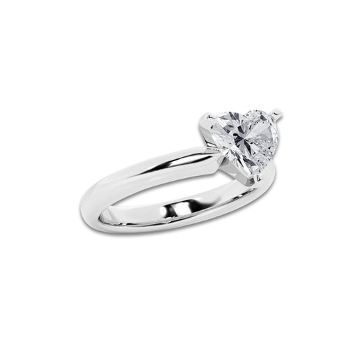 1.50 ctw Heart Lab-Grown Diamond Minimalist Engagement Ring in Platinum for Women | D Color, VVS1 Clarity, IGI Certified