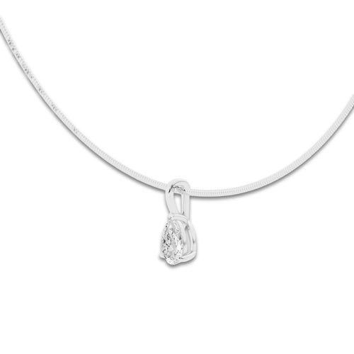 2 ctw Pear Lab Grown Diamond Solitaire Pendant with Omega Chain 14K White Gold, E, VS1 | IGI Certified, 2 ct Center