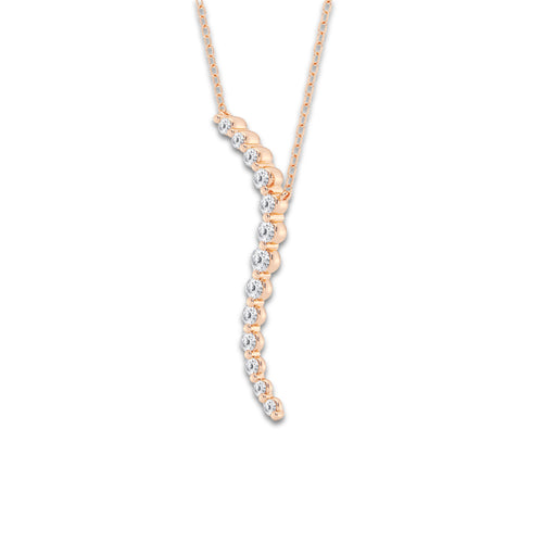 3/8 ctw Round Lab Grown Diamond Curved Floating Pendant with Adjustable Chain 14K Rose Gold, DE, VS1