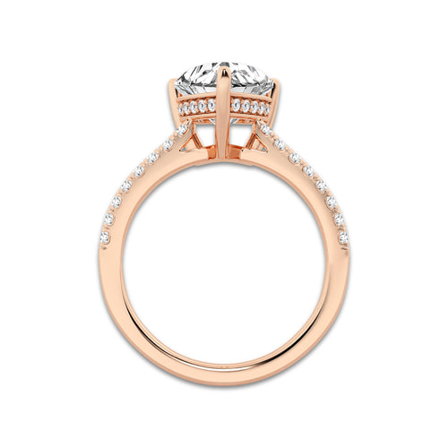 2.77 ctw Heart Lab-Grown Diamond Hidden Halo Side Stone Engagement Ring in 18K Rose Gold for Women | Colorless E, VS1 Clarity, IGI Certified 2.50 ct Center Diamond