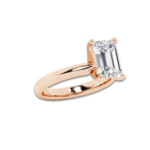 7.00 ctw Emerald Lab-Grown Diamond Minimalist Engagement Ring in 14K Rose Gold for Women | D Color, VVS1 Clarity, IGI Certified