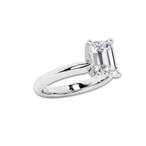 2.50 ctw Emerald Lab-Grown Diamond Minimalist Engagement Ring in 14K White Gold for Women | E Color, VS1 Clarity, IGI Certified