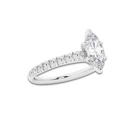1.39 ctw Marquise Lab-Grown Diamond Pave Engagement Ring in 14K White Gold for Women | D Color, VVS1 Clarity, IGI Certified 1.00 ct Center Diamond