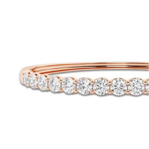 5 ctw Round Lab Grown Diamond Bangle Bracelet - 7 Inches 14K Rose Gold, DE, VS1