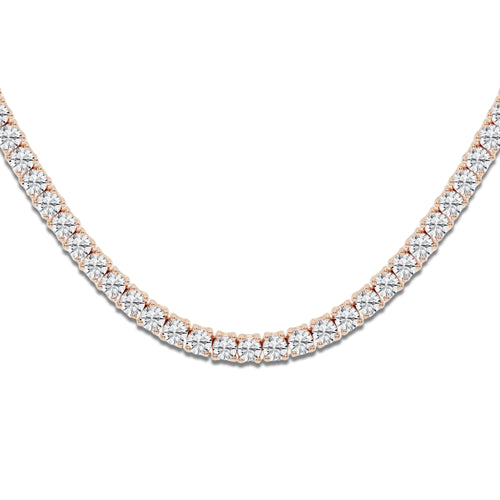 11 ctw Round Lab Grown Diamond Four-Prong Tennis Necklace 14K Rose Gold, DE, VS1