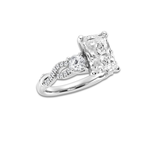 5.61 ctw Radiant Lab-Grown Diamond Side Stone Engagement Ring in 14K White Gold for Women | Colorless D, VVS1 Clarity, IGI Certified 5.00 ct Center Diamond
