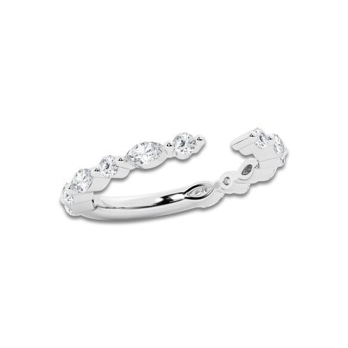 3/4 ctw Marquise and Round Lab Grown Diamond Nesting Wedding Band 14K White Gold, DE, VS1